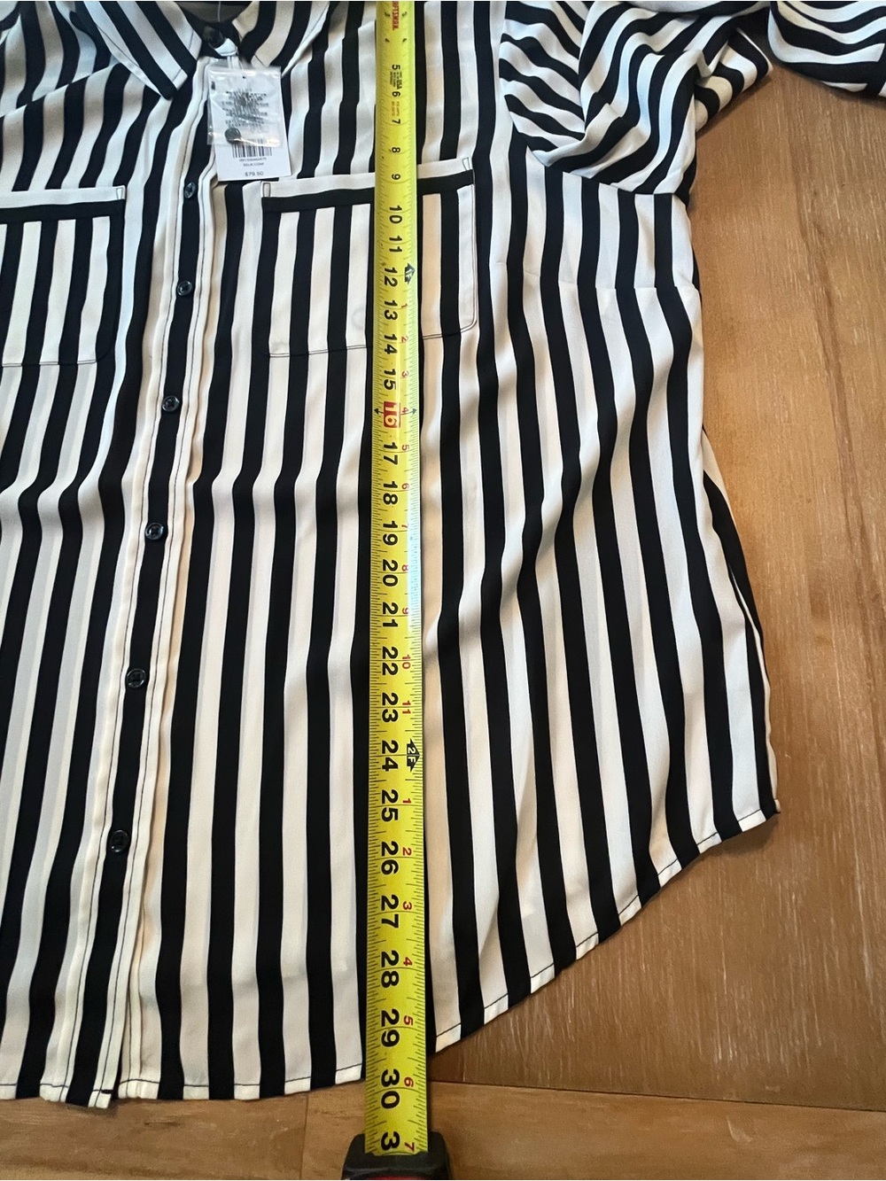 The Limited Top 2X NWT Black Creamy White Striped Button Down Chest Pockets New - Picture 6 of 9